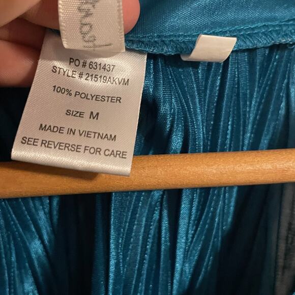 Heart Soul Tank Top Womens Medium Blue Pleated Jewel Neck Embellished Party Y2K - Picture 3 of 8